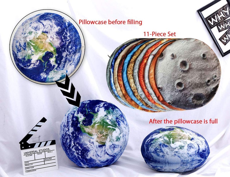 Qupace 11 Piece Set Space Planet Throw Pillow Covers Solar System Universe Planet Image Decorative Cushion Cover Round Pillow Case 3D Home Decor Pillows Covers 10X10Inch - Image 5